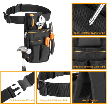 Electrician Tool Belt with 15 Pockets and Reinforced Hammer Loop, Heavy Duty 900D Nylon