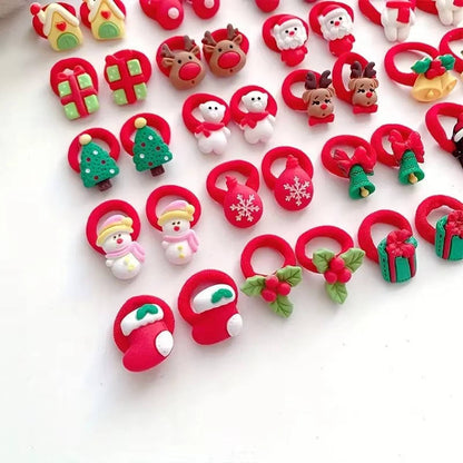 Hair Ties for Girls with 3D Holiday Charms and Soft Stretch Elastic, 10-Pack