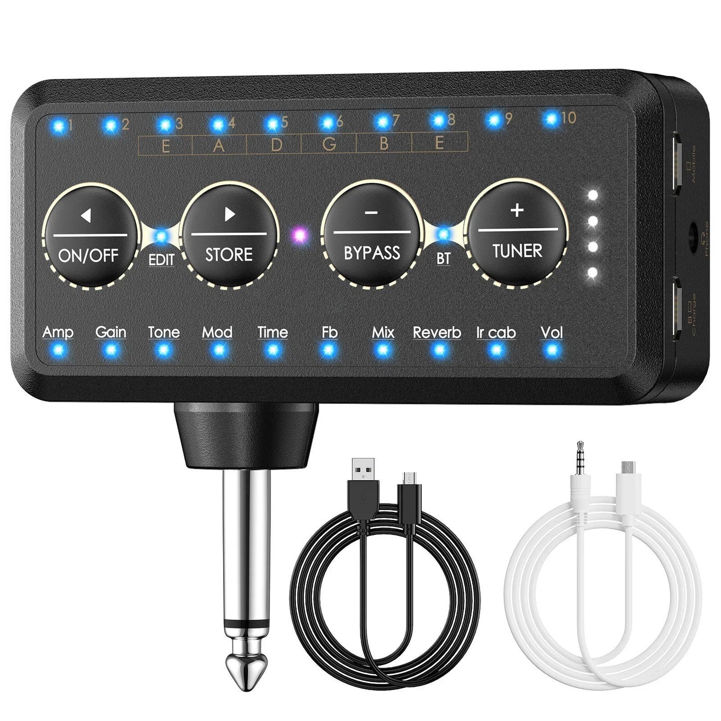 Guitar Headphone Amp with 10 Preamp Voices and 10 Cabinet Simulations, USB Recording