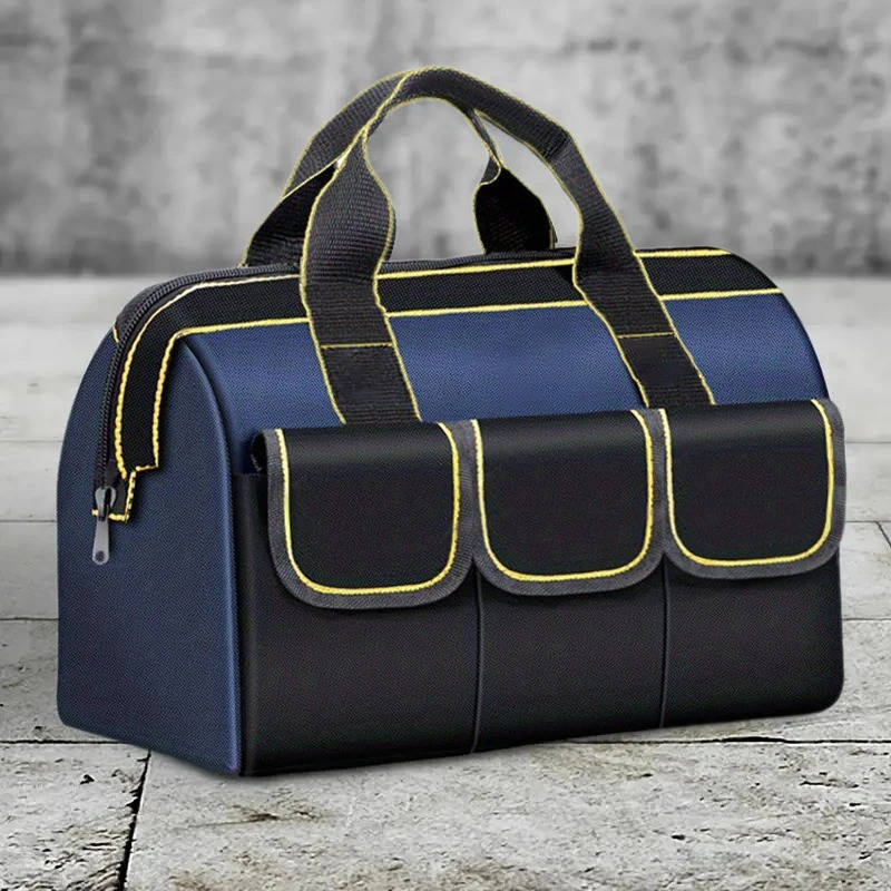 Tool Organizer Bag with Wide Mouth and Waterproof Base, Double-Layer 1680D Fabric
