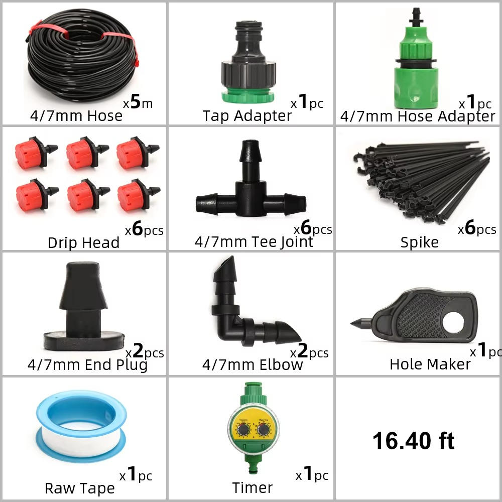 Drip Irrigation System With Automatic Timer For Vegetable Gardens
