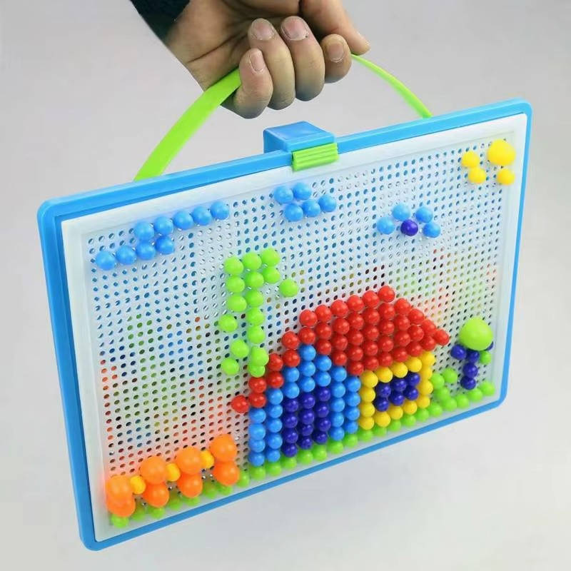 Peg Mosaic Puzzle with 296 Pegs and Handled Storage Basket, Fine Motor STEM Toy Ages 3+