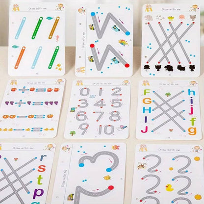 Kindergarten Writing Workbook with Waterproof Reusable Pages and Exercise Cards, Tracing