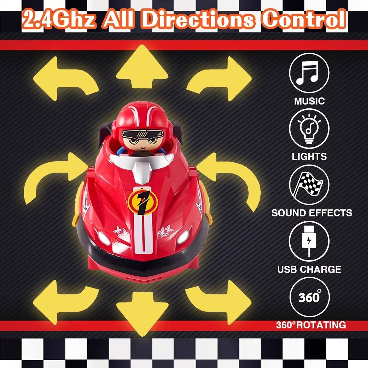 Remote Control Bumper Cars Two-Pack with Ejecting Drivers and USB Rechargeable for Ages 3+