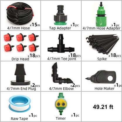 Drip Irrigation System With Automatic Timer For Vegetable Gardens