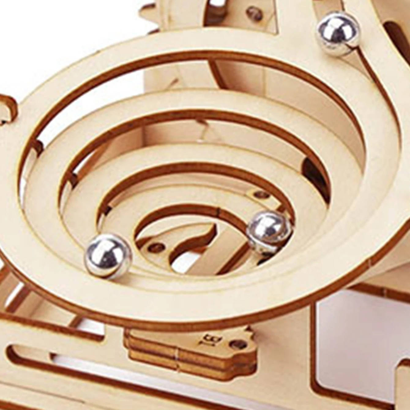 Marble Puzzle with Hand Crank and Gear-Driven Motion, Wooden Rebuildable Desk Sculpture