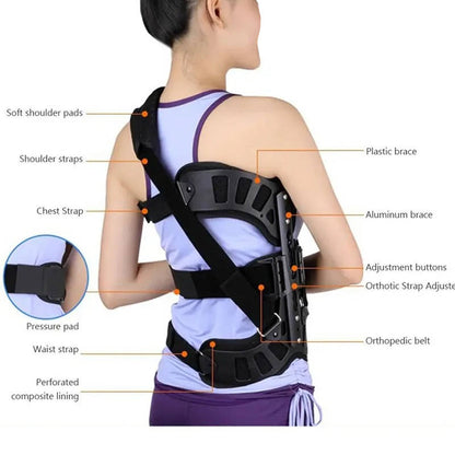 Scoliosis Brace with Height-Adjustable Column and Sliding Correction Strap
