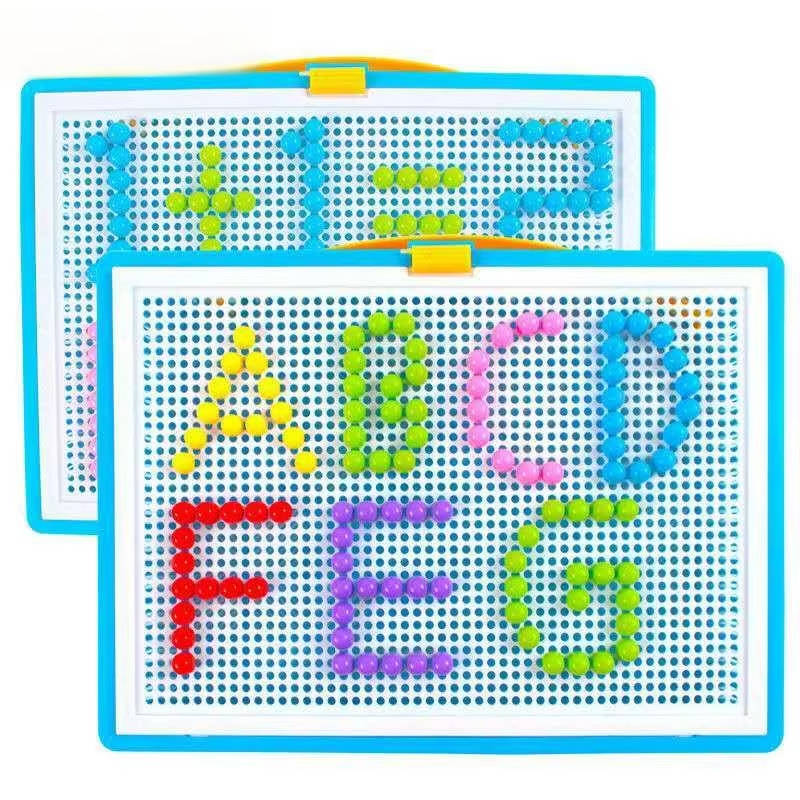Peg Mosaic Puzzle with 296 Pegs and Handled Storage Basket, Fine Motor STEM Toy Ages 3+