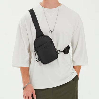 Crossbody Sling Bag with Water-Resistant Nylon and Dual Zippers, Adjustable Strap
