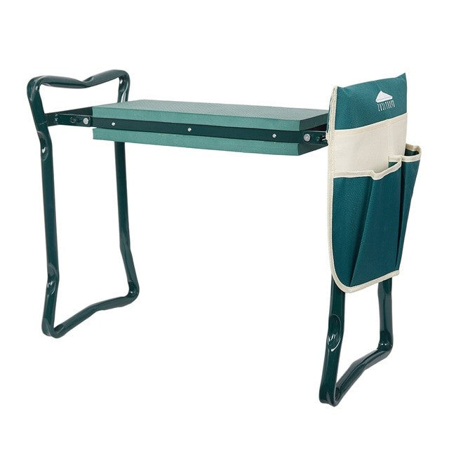 Garden Kneeler And Seat With Ergonomic Foam, Foldable, Tool Pouches, Green