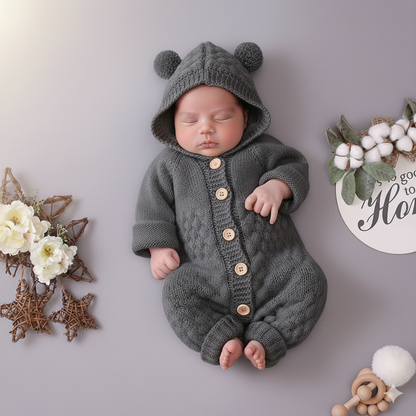 Winter Knitted Newborn Romper - Baby Bear Jumpsuit