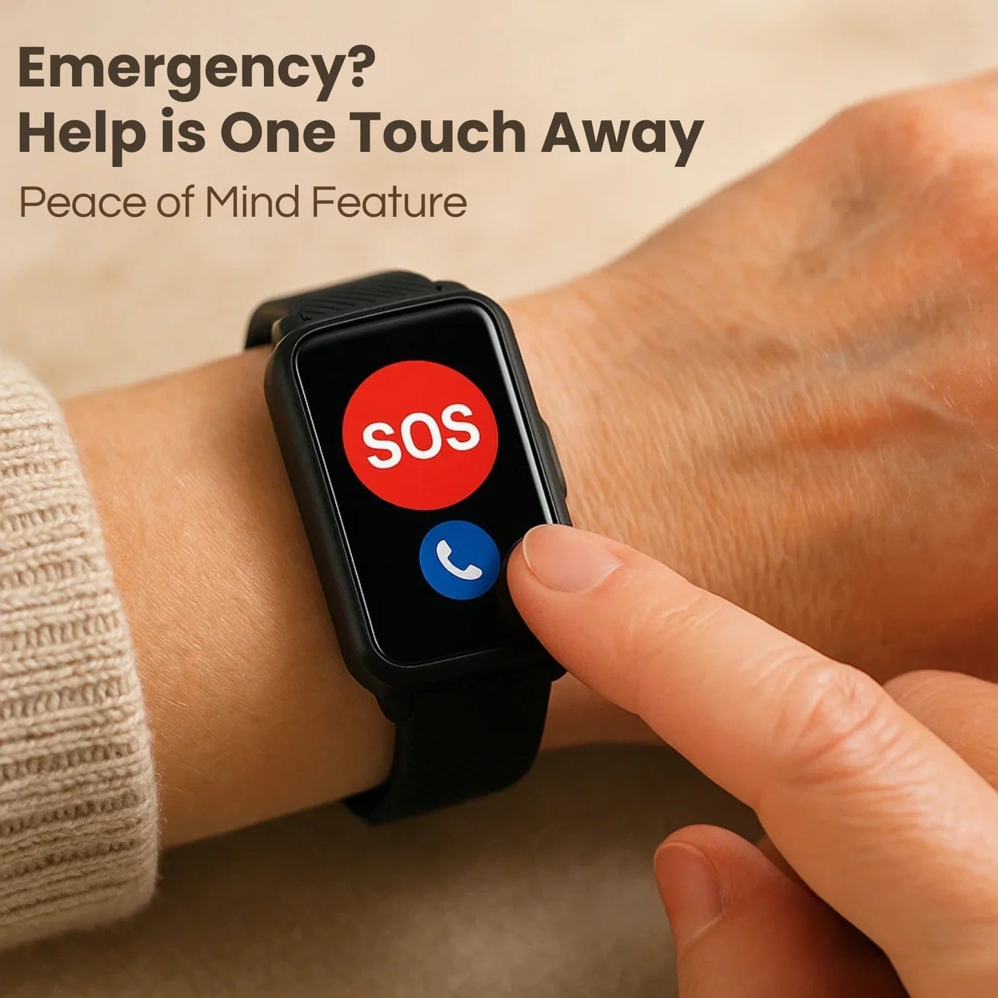 Smartwatch With Fall Detection For Seniors, GPS Emergency Alerts And Activity Tracking
