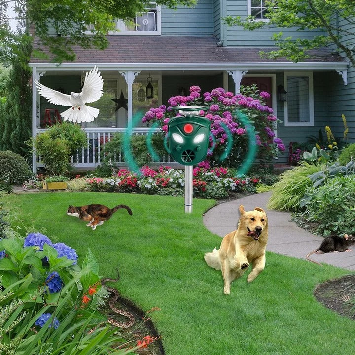 Ultrasonic Animal Repeller Solar-Powered With 360° Coverage For Yard