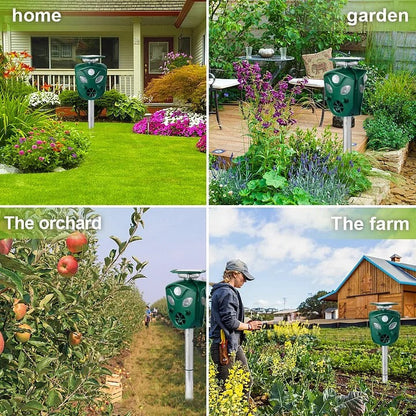 Ultrasonic Animal Repeller Solar-Powered With 360° Coverage For Yard