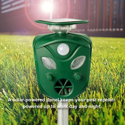Ultrasonic Animal Repeller Solar-Powered With 360° Coverage For Yard