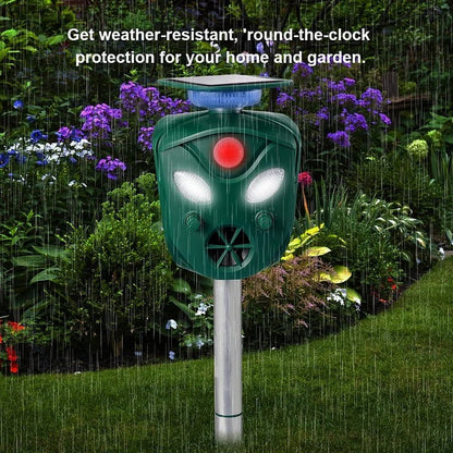 Ultrasonic Animal Repeller Solar-Powered With 360° Coverage For Yard