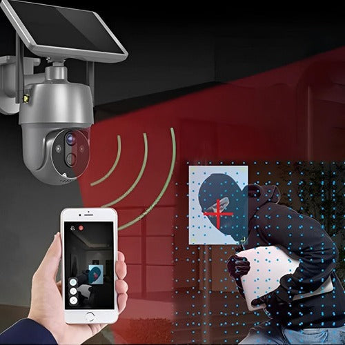 Surveillance Camera Solar Powered For Outdoor Home Security With Night Vision