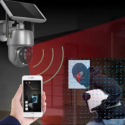Surveillance Camera Solar Powered For Outdoor Home Security With Night Vision