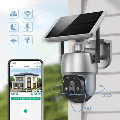 Surveillance Camera Solar Powered For Outdoor Home Security With Night Vision