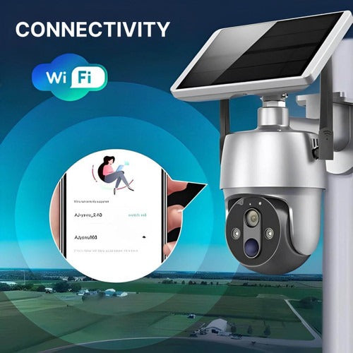 Surveillance Camera Solar Powered For Outdoor Home Security With Night Vision