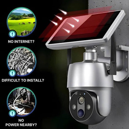 Surveillance Camera Solar Powered For Outdoor Home Security With Night Vision