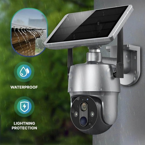 Surveillance Camera Solar Powered For Outdoor Home Security With Night Vision
