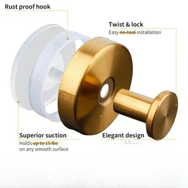 Suction Cup Wall Hooks With Twist-Lock Mechanism For Easy Mounting