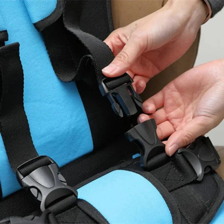 Child Travel Seat With Adjustable Safety Harness For Secure Vehicle Use