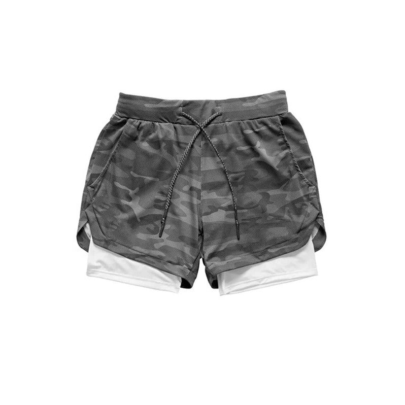 Men's Running Shorts with Compression Liner and Secure Phone Pocket, Camo Pattern