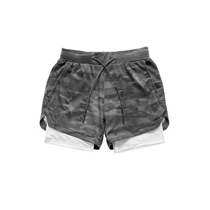 Men's Running Shorts with Compression Liner and Secure Phone Pocket, Camo Pattern