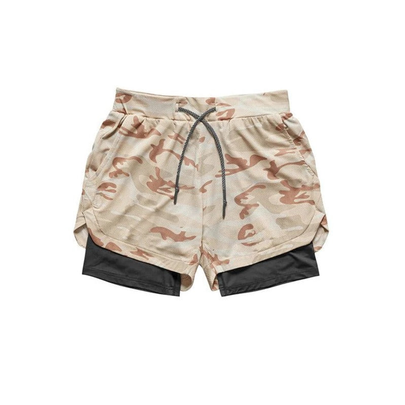 Men's Running Shorts with Compression Liner and Secure Phone Pocket, Camo Pattern