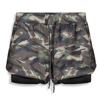 Men's Running Shorts with Compression Liner and Secure Phone Pocket, Camo Pattern