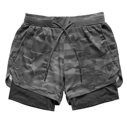 Men's Running Shorts with Compression Liner and Secure Phone Pocket, Camo Pattern