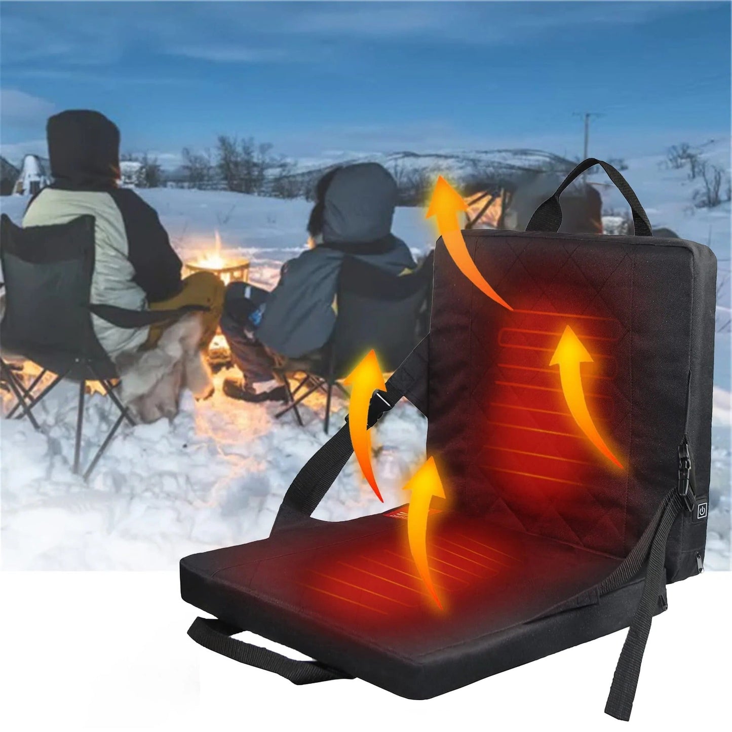 Heated Seat Cushion with Power Bank Pocket and 3 Heat Levels, Weather-Resistant