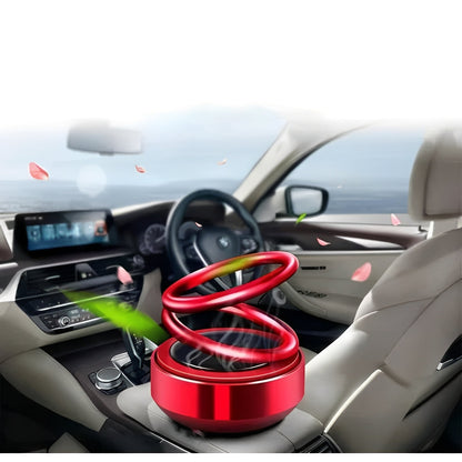 Solar Car Air Freshener with Ambient Light Rotor and Refillable Pads, Silent Compact