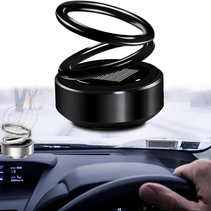 Solar Car Air Freshener with Ambient Light Rotor and Refillable Pads, Silent Compact