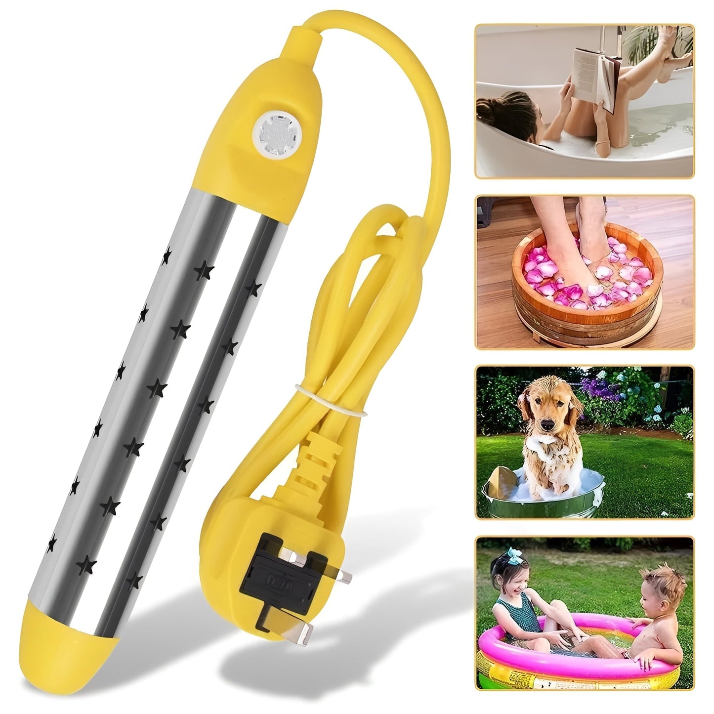 Immersion Heater with 2500W Rapid Heating and Auto Shutoff, Fully Submersible Portable