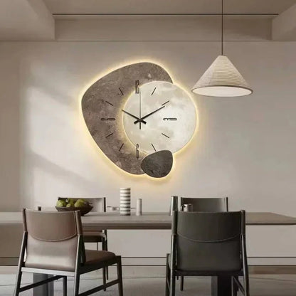 Wood Wall Clock With Integrated Soft LED Lighting And Natural Finish