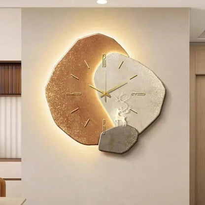 Wood Wall Clock With Integrated Soft LED Lighting And Natural Finish