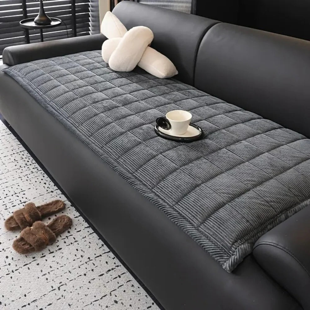 Quilted Sofa Protector with Anti-Slip Backing and Soft Microfiber, Machine Washable