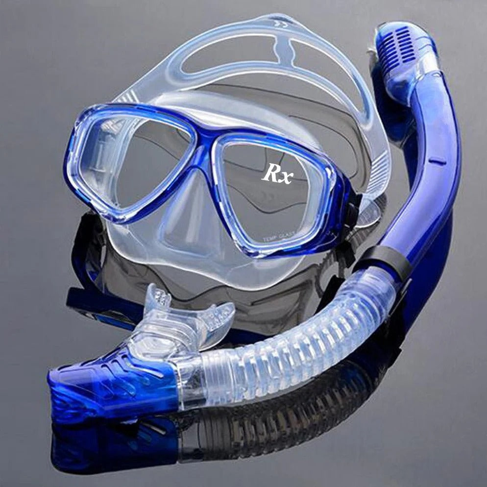 Prescription Dive Mask with Tempered Glass Lens and Panoramic View, Hard Travel Case