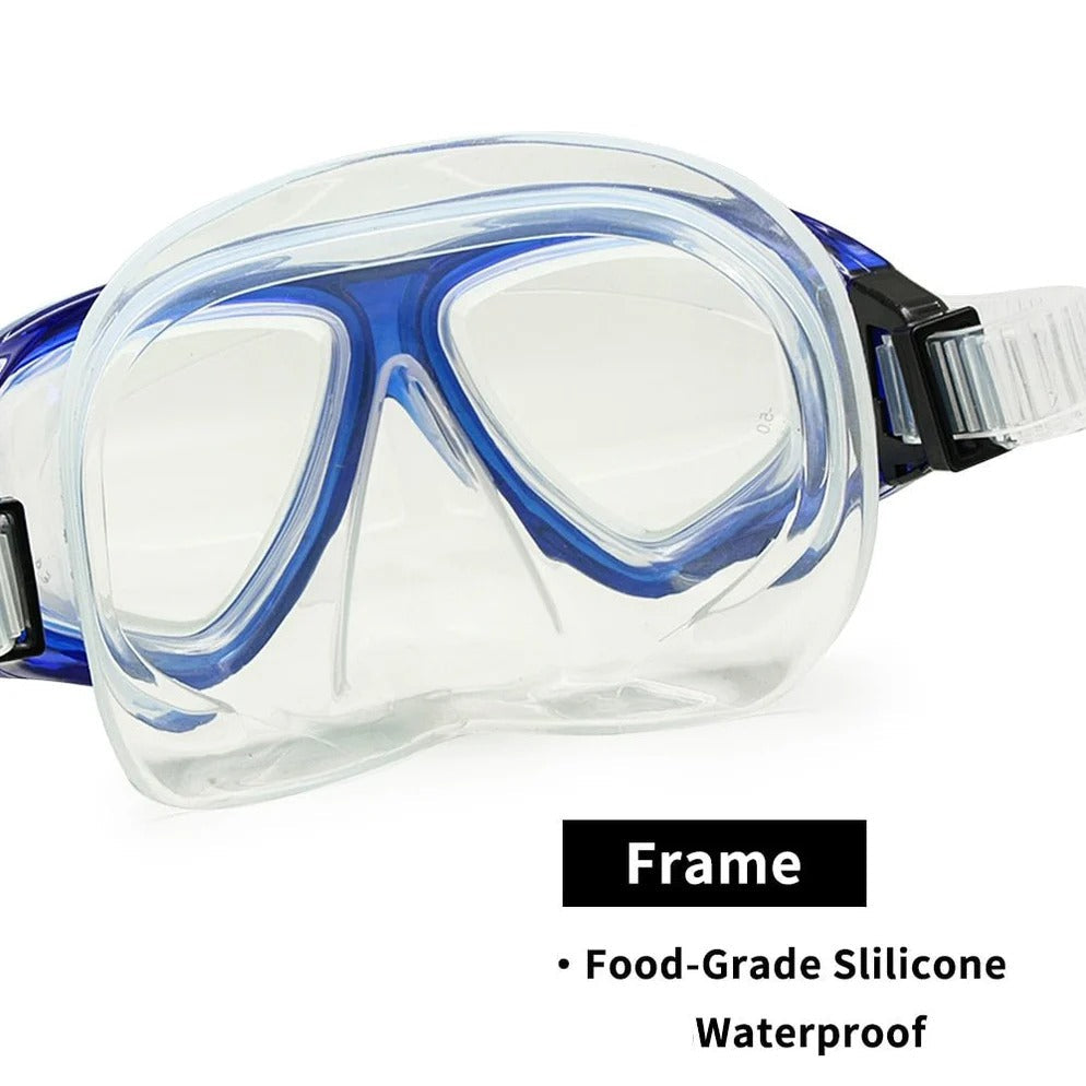 Prescription Dive Mask with Tempered Glass Lens and Panoramic View, Hard Travel Case