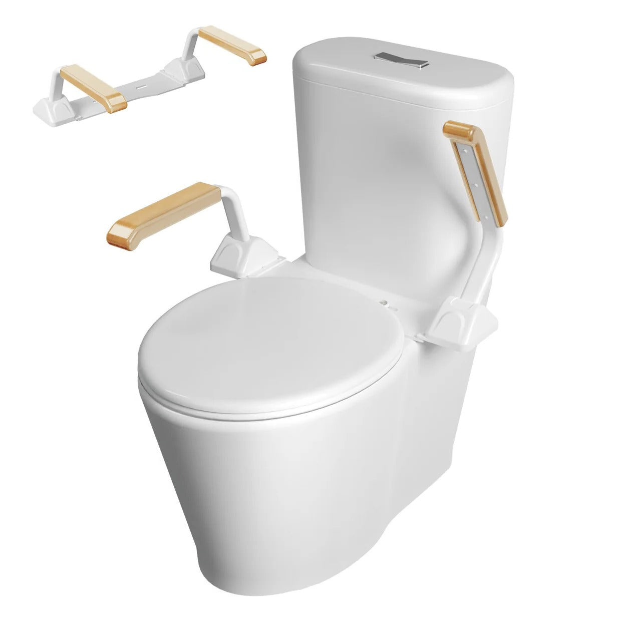 Bathroom Safety Rail with Adjustable Tilt Armrests and Solid Wood Handles, 520 lb Capacity