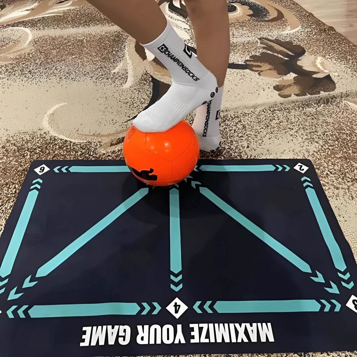 Soccer Training Mat with Video Drills and Grip Socks for Youth Practice