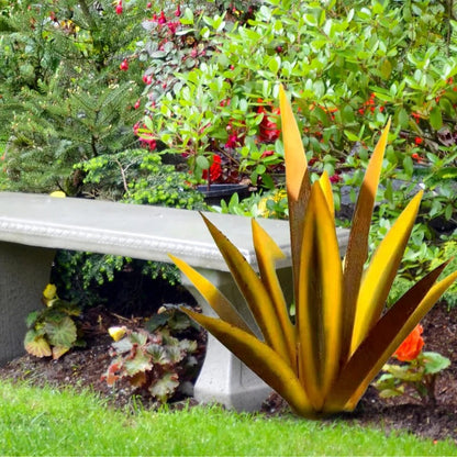 Metal Agave Plant Sculpture Decorative Accent For Indoor Outdoor Use
