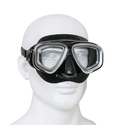 Prescription Dive Mask with Tempered Glass Lens and Panoramic View, Hard Travel Case