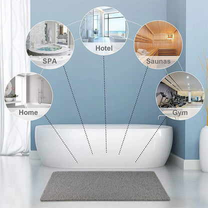 Non Slip Shower Mat with Antimicrobial Loofah Texture and Cut to Fit Design