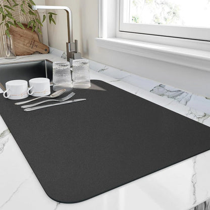 Dish Drying Mat with Porous Absorbent Core and Nonabrasive Surface, 13x9 Inches