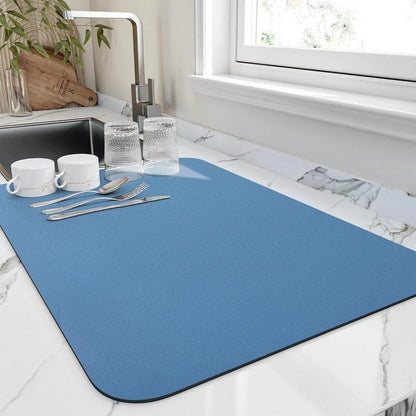 Dish Drying Mat with Porous Absorbent Core and Nonabrasive Surface, 13x9 Inches
