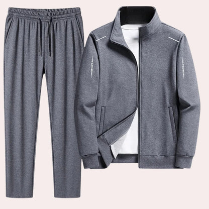 Men's Tracksuit Comfortable Breathable Slim-Fit Zip-Up Jacket And Pants Set